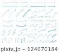 水彩風かわいい手描き矢印アイコンセット 124670184