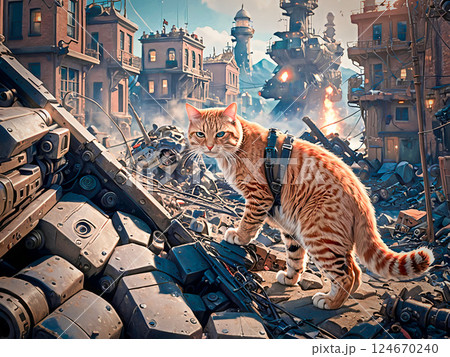謎の規格外勢力と戦う茶トラ猫 124670240