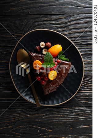 Chocolate cake - concept of delicious and tasty dessert 124670401