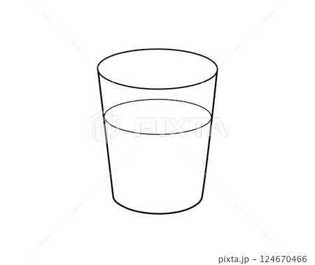 水の入ったコップのシンプルな線画イラスト 124670466