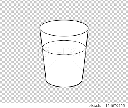 一杯水的簡單線條畫插圖 124670466