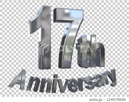 3DCG letters "17th Anniversary/17th Anniversary mark glitter" Silver, Silver 124670680