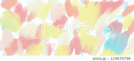 ピンクや黄色や水色の混ざり合うカラフルなペイントテクスチャー背景イラスト ピンクや黄色や水色の混ざり合うカラフルなペイントテクスチャー背景イラスト 124670796
