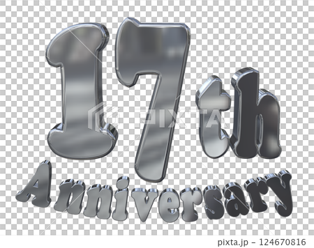3DCG letters "17th Anniversary/17th Anniversary mark glitter" Silver, Silver 124670816