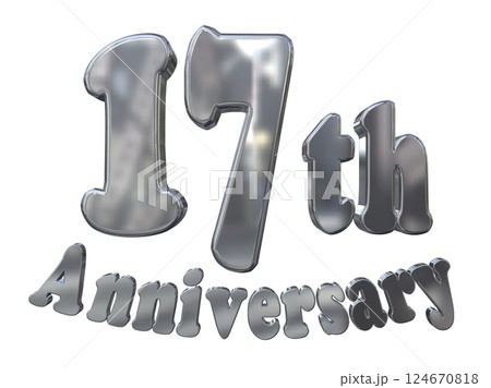 3DCG文字「17th Anniversary/17周年マークキラキラ」シルバー,銀 124670818