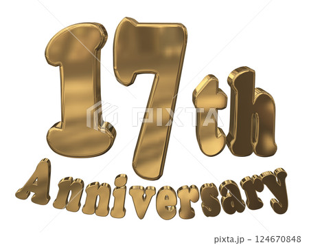 3DCG文字「17th Anniversary/17周年マークキラキラ」ゴールド,金 3DCG文字「17th Anniversary/17周年マークキラキラ」ゴールド,金 124670848
