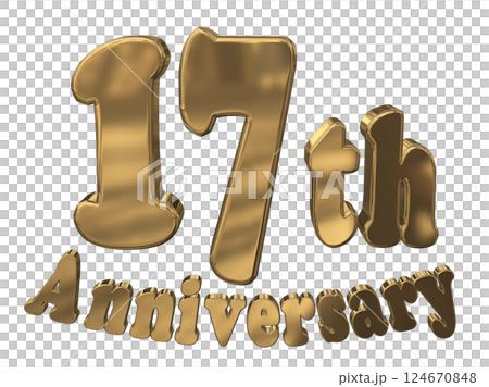 3DCG文字「17th Anniversary/17周年マークキラキラ」ゴールド,金 3DCG文字「17th Anniversary/17周年マークキラキラ」ゴールド,金 124670848