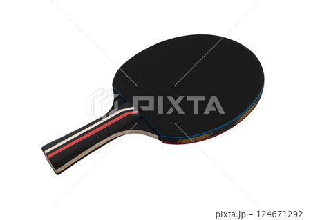 Ping pong paddle isolated in white background. Table tennis rackets on a white background. Sports equipment for ping pong 124671292
