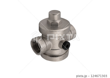 Water High pressure steel industrial ball valve isolated on white background 124671303