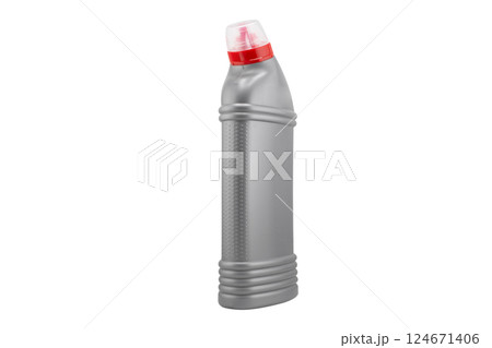 Plastic bottle for detergent cleaning agent iIsolated on white background. Plastic bottle isolated with clipping path. 124671406