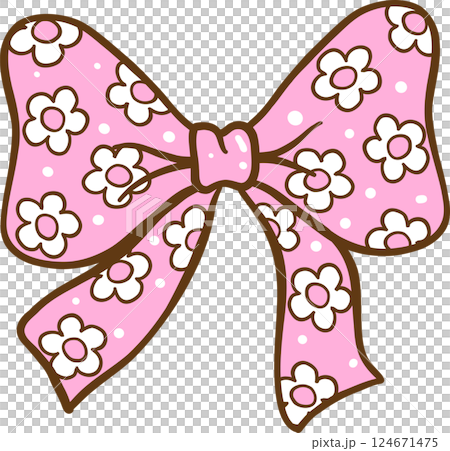 Groovy Retro Spring Flower Bow Doodle Hand Drawn Groovy Retro Spring Flower Bow Doodle Hand Drawn 124671475