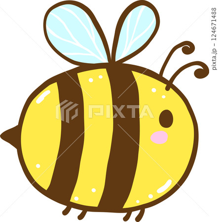 Cute Retro Spring Honey Bee Flower Doodle Hand Drawn 124671488