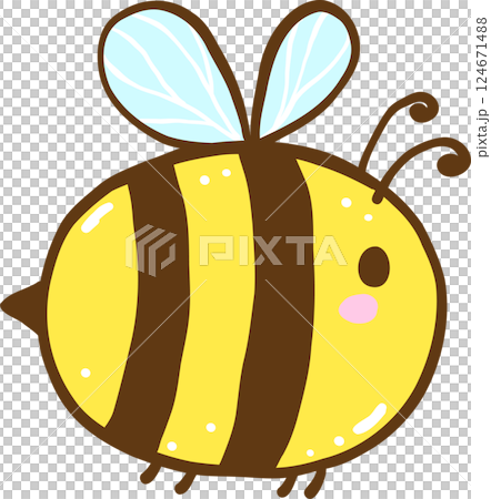 Cute Retro Spring Honey Bee Flower Doodle Hand Drawn 124671488