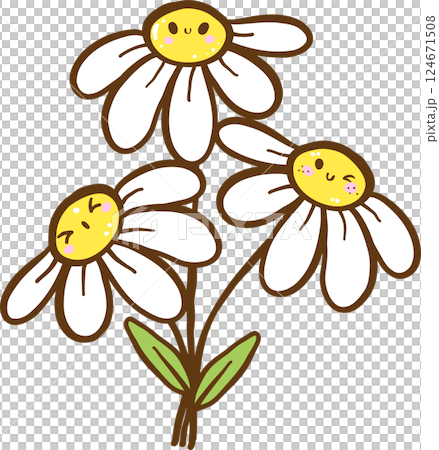 Cute Retro Spring Flower Smiley Face Doodle...のイラスト素材 [124671508] - PIXTA