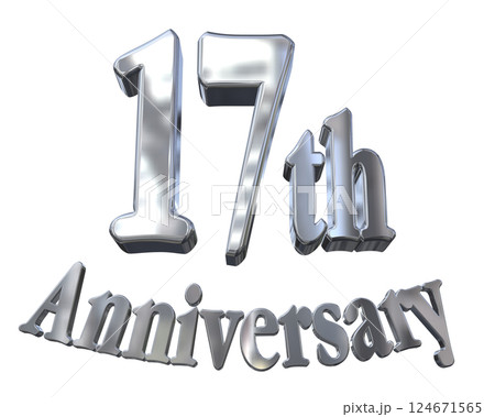 3DCG文字「17th Anniversary/17周年マークキラキラ」シルバー,銀 124671565