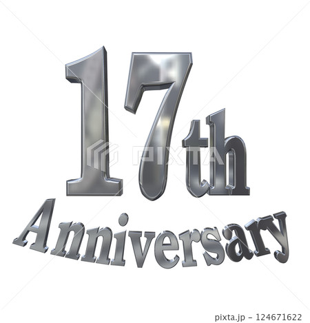 3DCG文字「17th Anniversary/17周年マークキラキラ」シルバー,銀 124671622