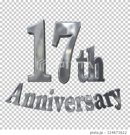 3DCG文字「17th Anniversary/17周年マークキラキラ」シルバー,銀 124671622
