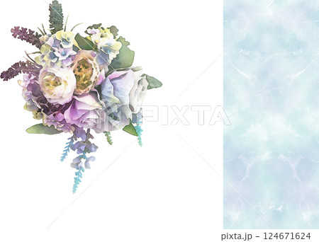 モーヴカラーのブーケのフレームイラスト 124671624