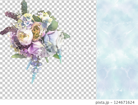 モーヴカラーのブーケのフレームイラスト 124671624