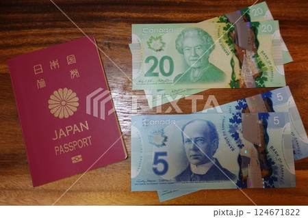 カナダドル紙幣 20ドル 5ドル カナダドル紙幣 20ドル 5ドル 124671822