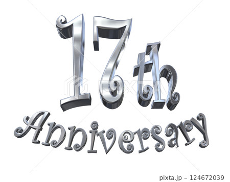 3DCG文字「17th Anniversary/17周年マークキラキラ」シルバー,銀 124672039