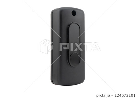 Infrared photocell beam sensor for home electric sliding gate opener. Infrared photocell isolated on white background. 124672101