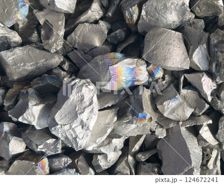 Ferroalloy. Ferro alloy background texture. Ferro manganese, ferrotitanium, ferromolibdenum, ferroniobium, ferromanganese. 124672241