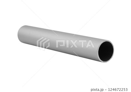 New high quality shiny galvanized stainless steel metal aluminium alloy pipes. Industrial construction materials isolated on white background. New high quality shiny galvanized stainless steel metal aluminium alloy pipes. Industrial construction materials isolated on white background. 124672253