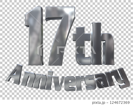 3DCG letters "17th Anniversary/17th Anniversary mark glitter" Silver, Silver 124672369