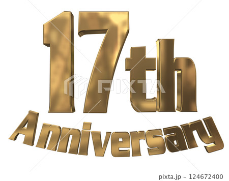 3DCG文字「17th Anniversary/17周年マークキラキラ」ゴールド,金 124672400