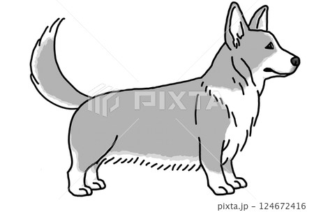 コーギー　corgi　犬のイラスト　シンプル 124672416