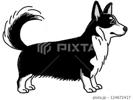 コーギー　corgi　犬のイラスト　シンプル 124672417