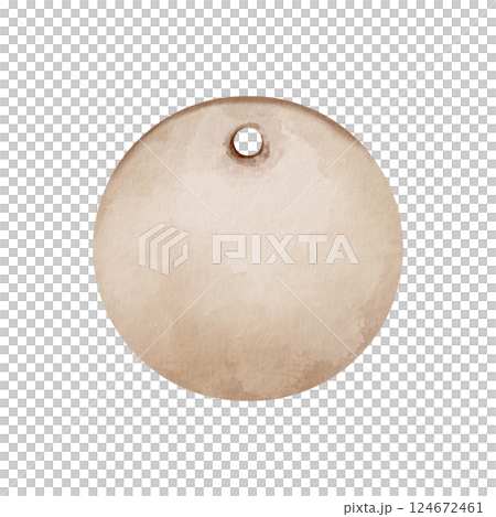 Vintage round tag with hole for string,watercolor illustration on beige distressed paper.Blank center space for custom text,vignette edges.For jars, bottles and apothecary products in rustic style Vintage round tag with hole for string,watercolor illustration on beige distressed paper.Blank center space for custom text,vignette edges.For jars, bottles and apothecary products in rustic style 124672461