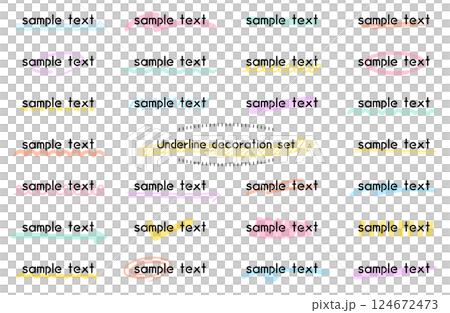 マーカーペンラインあしらいベクターイラストセット 矢印 アンダーライン 朱書き 下線 見出し 124672473