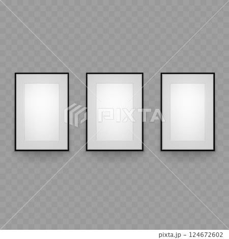 Blank Picture Frames Set Black Square Frames Empty for Artwork. Vector Blank Picture Frames Set Black Square Frames Empty for Artwork. Vector 124672602