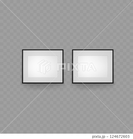 Blank Picture Frames Set Black Square Frames Empty for Artwork. Vector Blank Picture Frames Set Black Square Frames Empty for Artwork. Vector 124672603