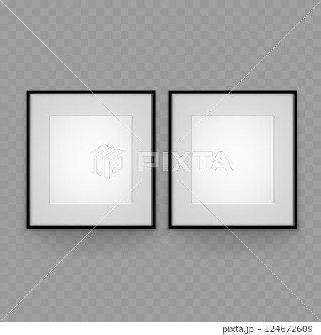 Blank Picture Frames Set Black Square Frames Empty for Artwork. Vector Blank Picture Frames Set Black Square Frames Empty for Artwork. Vector 124672609