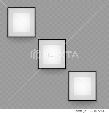 Blank Picture Frames Set Black Square Frames Empty for Artwork. Vector Blank Picture Frames Set Black Square Frames Empty for Artwork. Vector 124672610