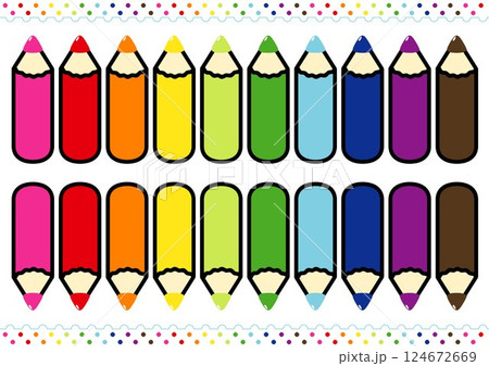 シンプルな色鉛筆10本セット/上下向き2種横並びセット 124672669