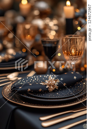 Elegant black and gold birthday invitation with a glamorous luxury theme 124672967