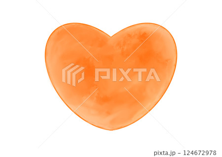 手描き☆水彩のかわいいオレンジ色のハートの吹き出し 124672978