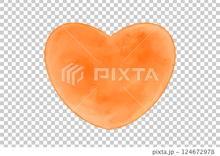 手描き☆水彩のかわいいオレンジ色のハートの吹き出し 124672978