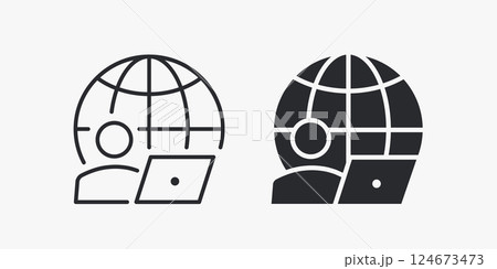 Remote work icons. Vector illustration. Symbol of global online collaboration. 124673473