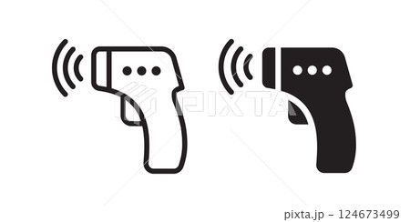 Infrared thermometer icon in outline and solid style. Vector illustration. Infrared thermometer icon in outline and solid style. Vector illustration. 124673499