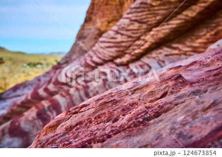 Red Rock Desert Textures Close-Up in Calico Nevada 124673854