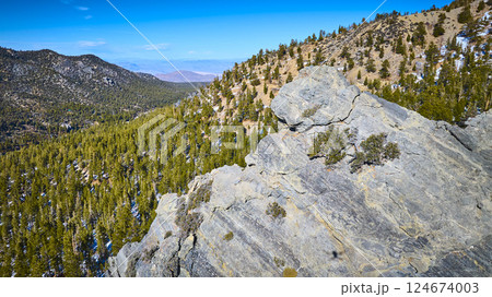 Aerial of Mt Charleston Forest and Rocky Outcrop Aerial of Mt Charleston Forest and Rocky Outcrop 124674003