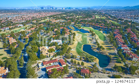 Aerial of Las Vegas Golf Course and Residential Area Aerial of Las Vegas Golf Course and Residential Area 124674117