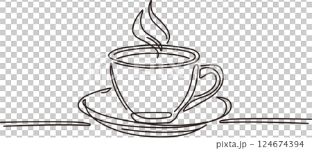 ティータイム 紅茶 お茶 コーヒー 線画 手描き シンプル イラスト素材 白黒 ティータイム 紅茶 お茶 コーヒー 線画 手描き シンプル イラスト素材 白黒 124674394
