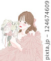 ブーケを持っている花嫁イラスト 124674609