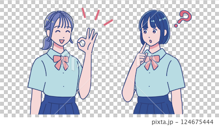 兩名女學生正在交談 124675444